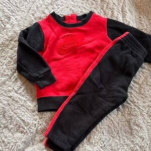 Nike Kids Red and Black Jogger-sweatshirt Set-24 months